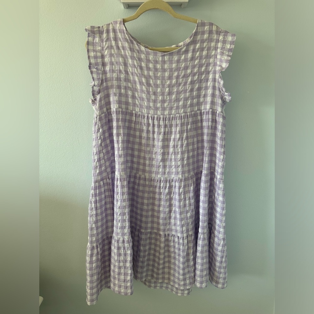 Purple and White Gingham Dress